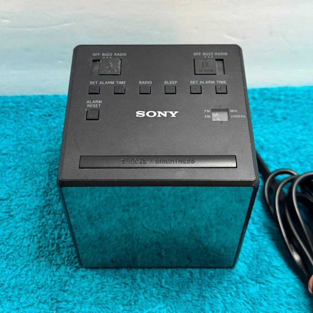 Sony Dream Machine ICF-C1T Dual Alarm Clock Radio AM/FM Black Mirror Cube